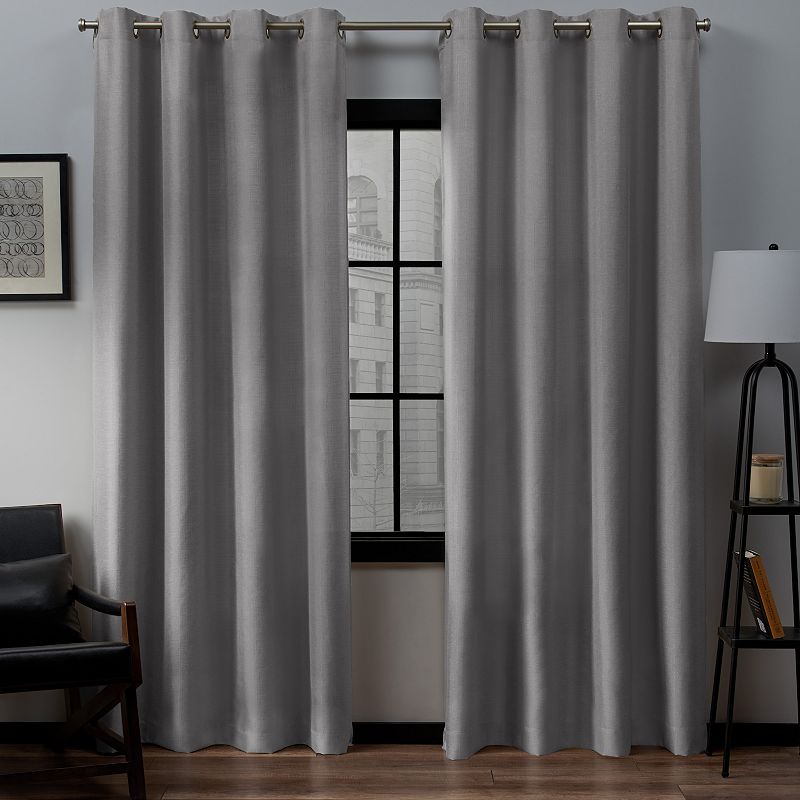 Set of 2 (84"x52") Loha Linen Grommet Top Light Filtering Curtain Panel Light Gray - Exclusive Home