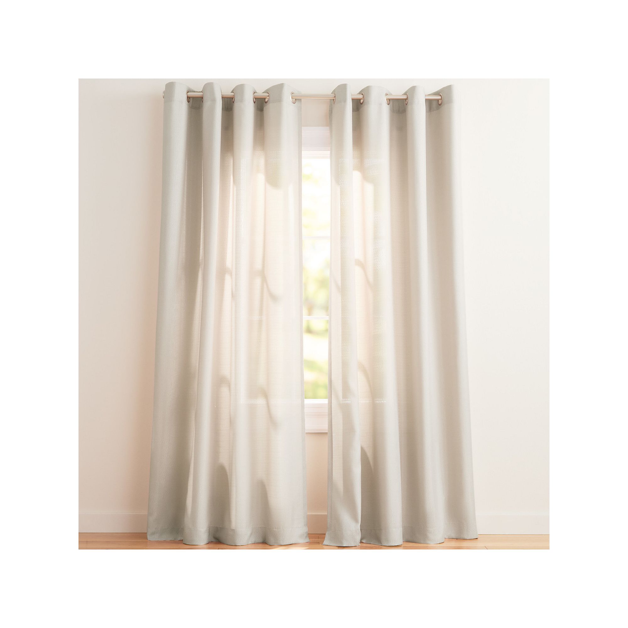 Exclusive Home 2-pack Loha Linen Grommet Top Window Curtains, Natural