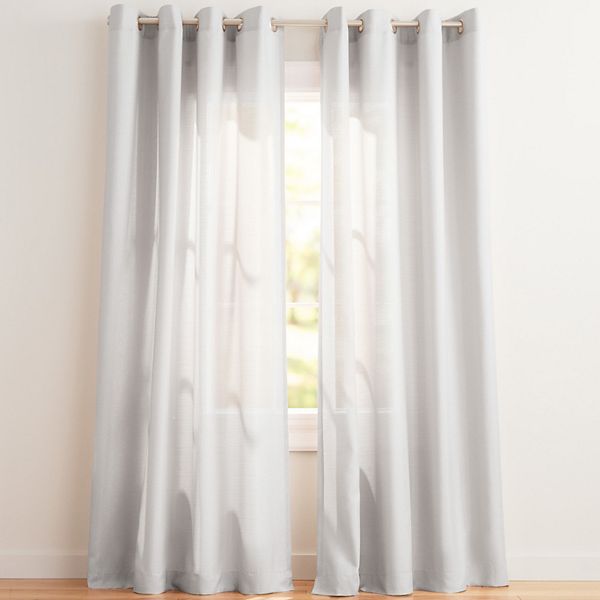 Set of 2 (84&#34;x54&#34;) Loha Linen Light Filtering Braided Tab Top Curtain Panels Silver - Exclusive Home