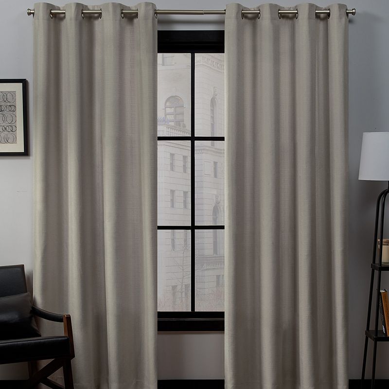Set of 2 (96"x54") Loha Linen Grommet Top Light Filtering Curtain Panel Vintage Linen - Exclusive Home