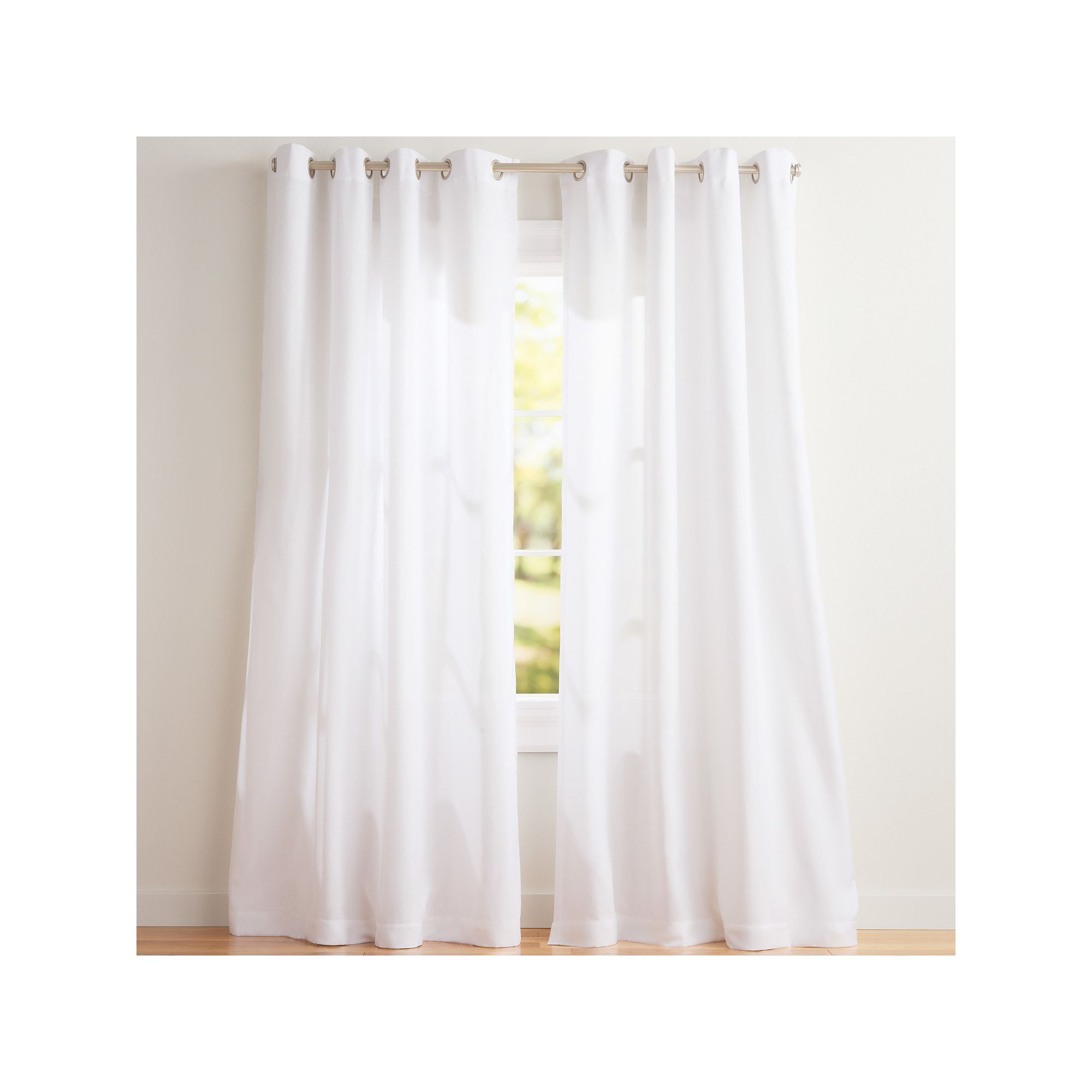 Exclusive Home 2-pack Loha Linen Grommet Top Window Curtains, Winter White