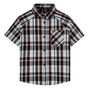 Toddler Boy Hurley Raglan Woven Plaid Button-Down Shirt