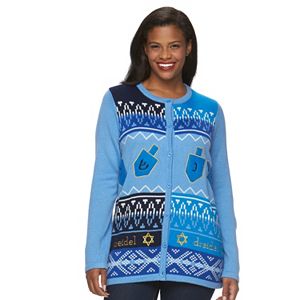 Plus Size US Sweaters Hanukkah Graphic Cardigan
