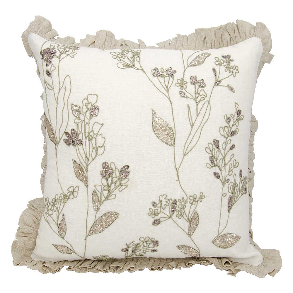 Mina Victory Couture Luster Whimsical Flora Throw Pillow