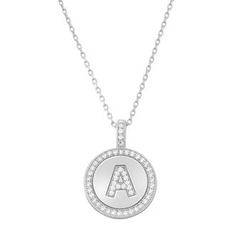 Argento Bella Sterling Silver Cubic Zirconia Initial Pendant Necklace