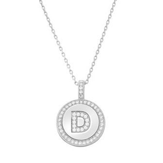 Sterling Silver Cubic Zirconia Initial Pendant Necklace