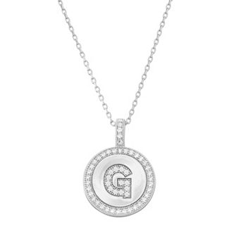Argento Bella Sterling Silver Cubic Zirconia Initial Pendant Necklace