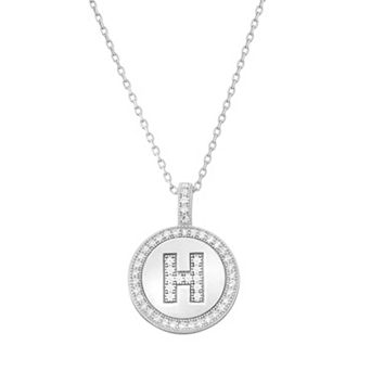 Argento Bella Sterling Silver Cubic Zirconia Initial Pendant Necklace