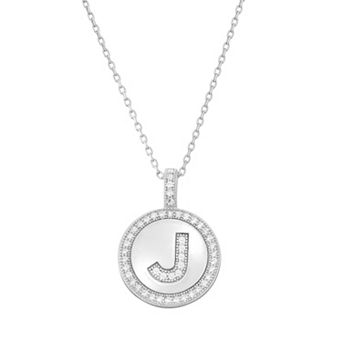 Argento Bella Sterling Silver Cubic Zirconia Initial Pendant Necklace