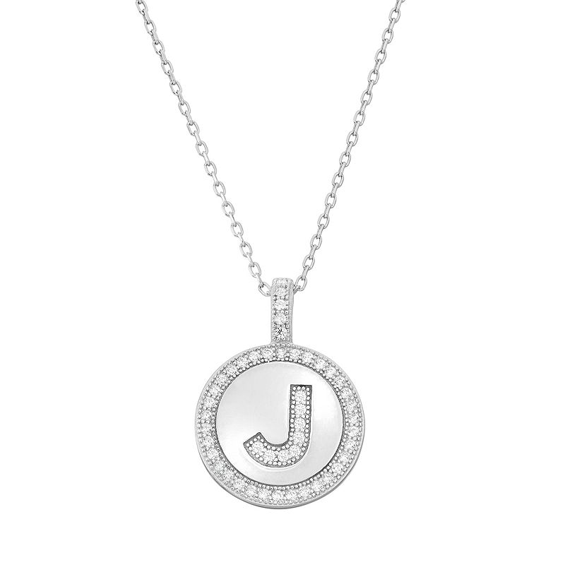 Sterling Silver Cubic Zirconia Initial Pendant Necklace, Womens, Size: 18