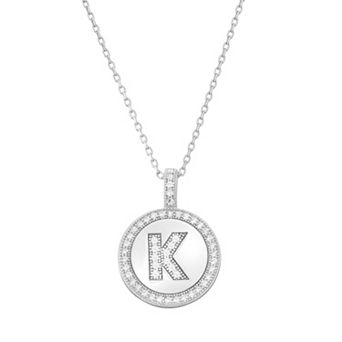 Argento Bella Sterling Silver Cubic Zirconia Initial Pendant Necklace