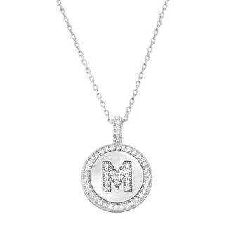 Argento Bella Sterling Silver Cubic Zirconia Initial Pendant Necklace