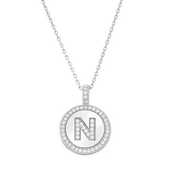 Argento Bella Sterling Silver Cubic Zirconia Initial Pendant Necklace