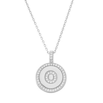 Argento Bella Sterling Silver Cubic Zirconia Initial Pendant Necklace