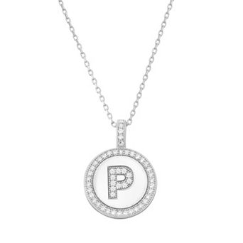 Argento Bella Sterling Silver Cubic Zirconia Initial Pendant Necklace