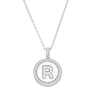 Argento Bella Sterling Silver Cubic Zirconia Initial Pendant Necklace