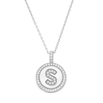 Argento Bella Sterling Silver Cubic Zirconia Initial Pendant Necklace