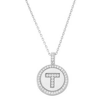 Argento Bella Sterling Silver Cubic Zirconia Initial Pendant Necklace