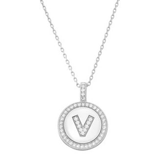 Argento Bella Sterling Silver Cubic Zirconia Initial Pendant Necklace