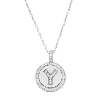 Argento Bella Sterling Silver Cubic Zirconia Initial Pendant Necklace