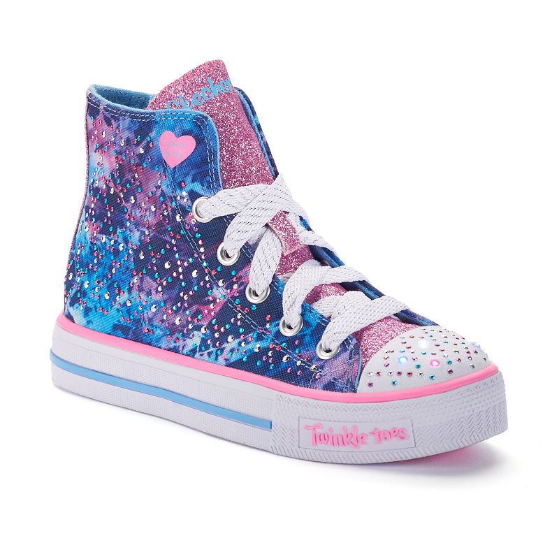 Skechers Twinkle Toes Studded Steps Girls' Light-Up High-Top Sneakers ...