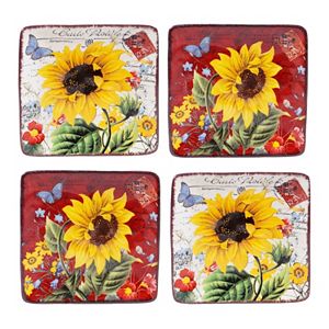 Certified International Sunflower Meadow 4-pc. Appetizer Plate Set