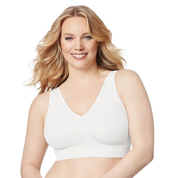 JUST MY SIZE Pure Comfort Front-Close Wirefree Bra White at  Women's  Clothing store