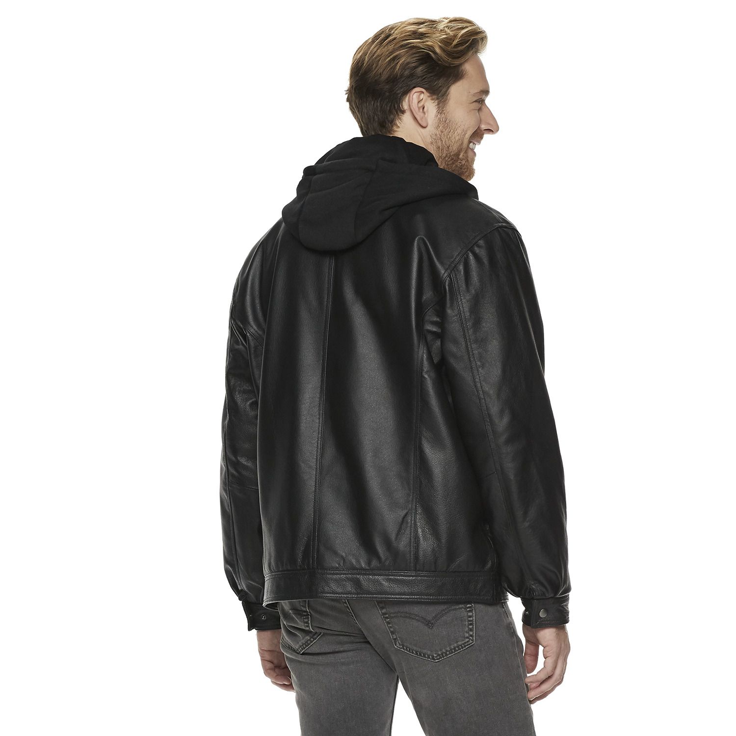 Men's Vintage Leather Hooded Jacket