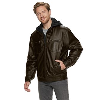 Men's Vintage Leather Hooded Jacket