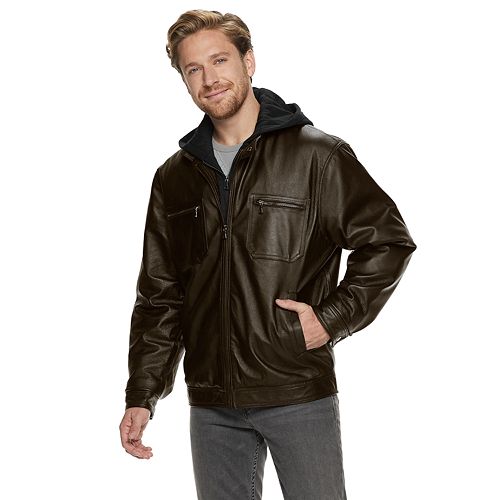 kohls hooded leather jacket
