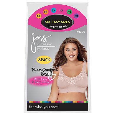 Just My Size Bras: 2-pack Pure Comfort Lace Full-Figure Wire-Free Bra 1271