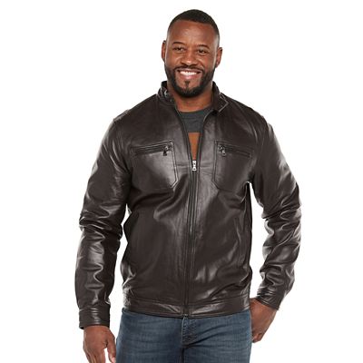 Victory Outfitters Men s Big Tall Leather Moto Jacket with Hooded Bib