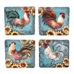 Certified International Sunflower Rooster 4-pc. Dinner Plate Set