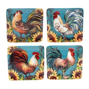 Certified International Sunflower Rooster 4-pc. Salad Plate Set