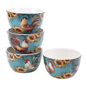 Certified International Sunflower Rooster 4-pc. Bowl Set