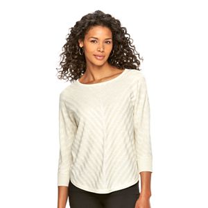 Women's Dana Buchman Mitered-Stripe Scoopneck Sweater