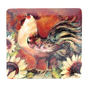 Certified International Sunflower Rooster Square Serving Platter