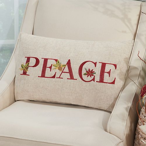Mina Victory Home for the Holidays ''Peace'' Oblong Throw Pillow