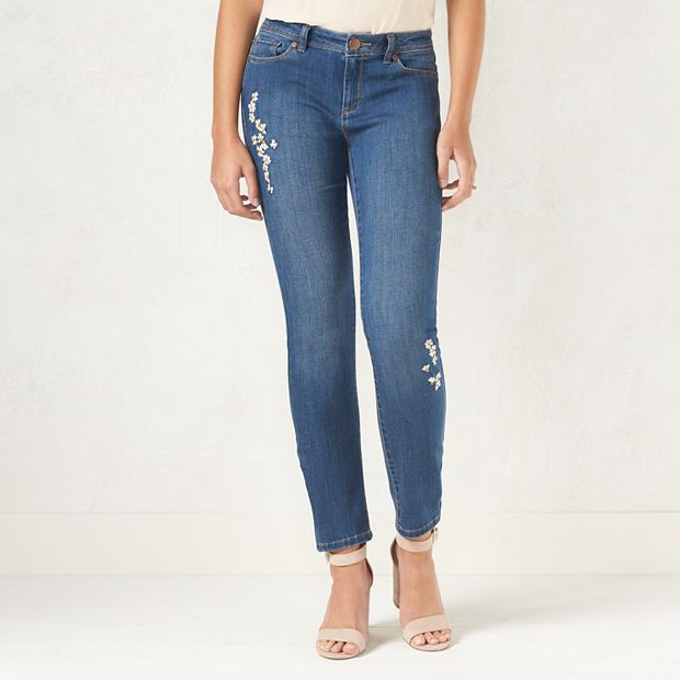 Women's LC Lauren Conrad Embroidered Skinny Jeans