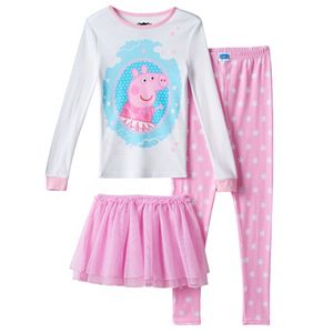 Girls 4-8 Peppa Pig 3-pc. Tutu Pajama Set