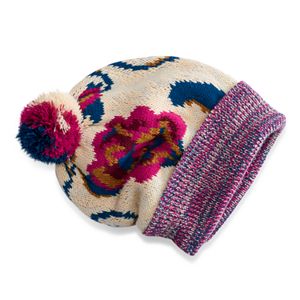 Women's MUK LUKS Pom Pom Floral Beanie