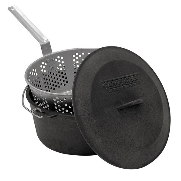 Large for Grilling and Oven Pre-Seasoned Heavy Duty Construction Cast Iron Basting Pot Black