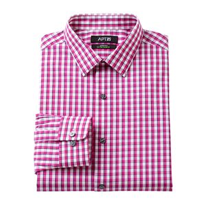 Men's Apt. 9庐 Extra-Slim Fit Gingham-Checked Stretch Dress Shirt