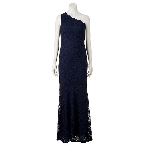 Women's 1 by 8 One-Shoulder Glitter Lace Evening Gown