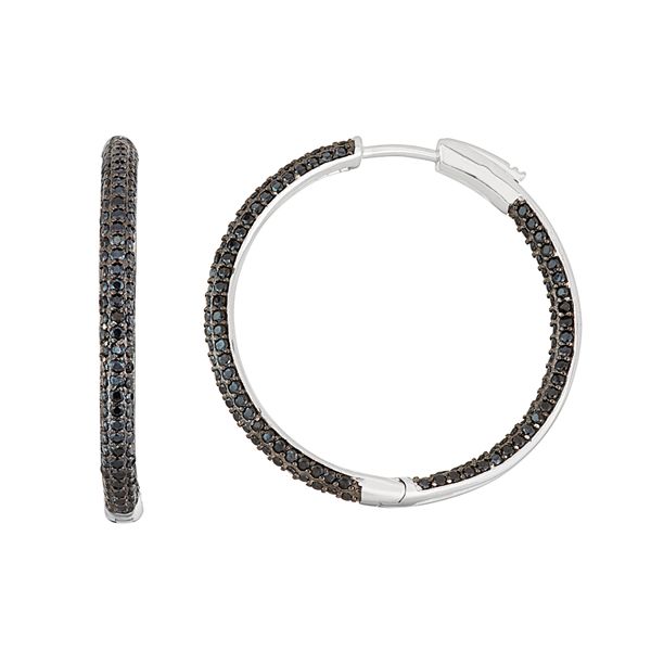 Black spinel hoop earrings discount