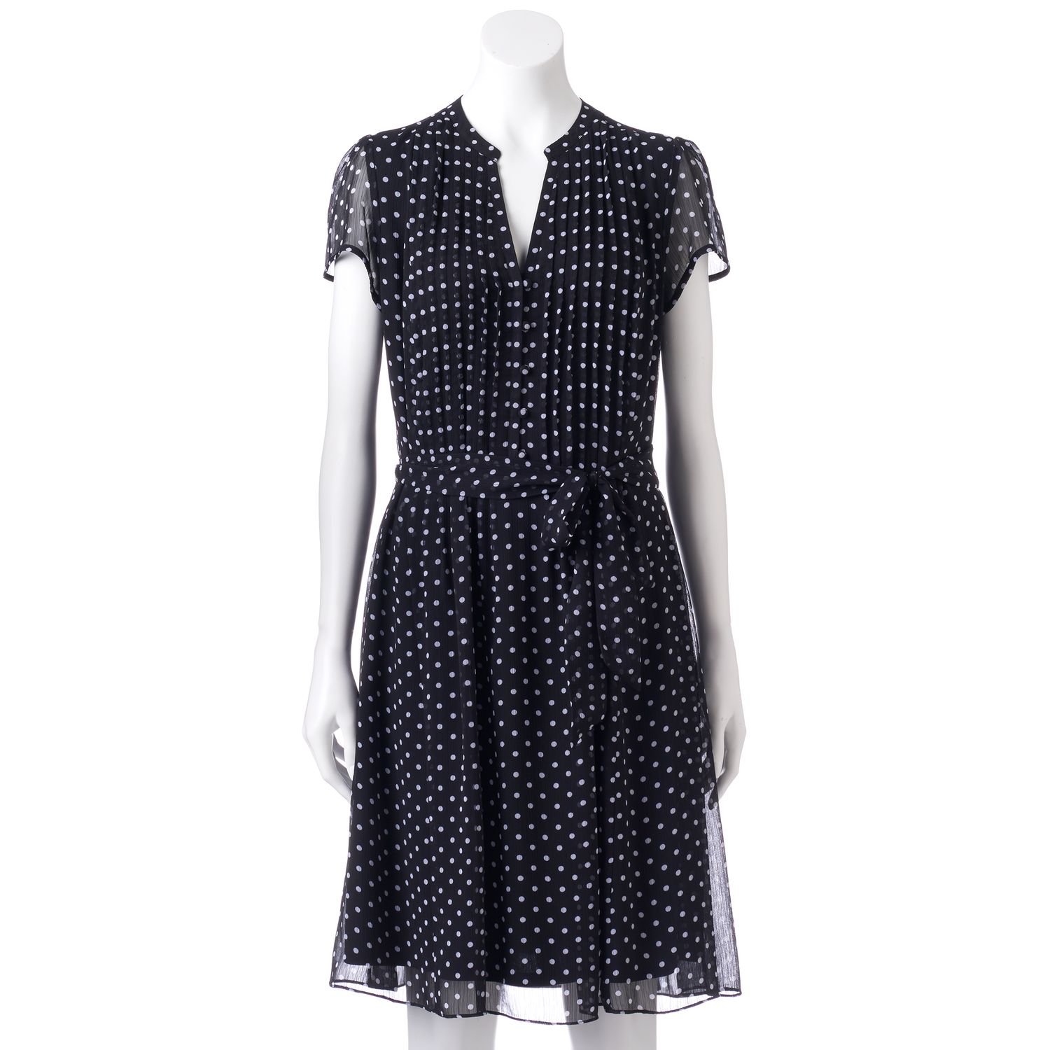 Women's MSK Chiffon Polka-Dot Shirt Dress