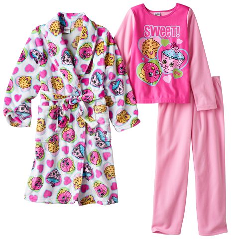 Girls 4-12 Shopkins D'lish Donut, Kooky Cookie & Cupcake Chic Pajamas & Bath Robe Set