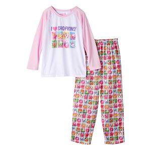 Girls 4-10 Shopkins Lippy Lips, Kooky Cookie & Poppy Corn Raglan Pajama Set