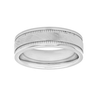 Steel Nation Men's Stainless Steel Textured Wedding Band