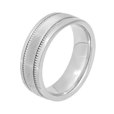 Steel Nation Men's Stainless Steel Textured Wedding Band